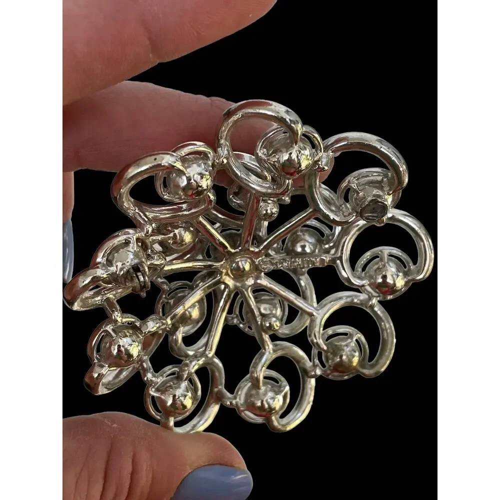 Sarah Coventry Brooch Pin Silver Tone Rhinestone Craft Pendant Missing Pin READ